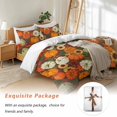 thumbnail image 7 of Thanksgiving Bedding Duvet Cover Set Twin Size 4 Pieces Green Orange Pumpkin Fall Plant Sunflower Brown Bedding Set with Zipper Closure, 1 Comforter Cover 68x86 Inches 1 Flat Sheet & 2 Pillow Cases, 7 of 7