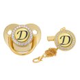 thumbnail image 1 of DPTALR Baby Pacifier 26 Letter Name Initials Clip Silicone Baby Pacifier Golden Shiny Newborn Pacifier, 1 of 4