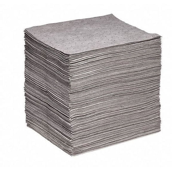 Sorbent Pad, 35 gal, 15 in x 18 in, Universal, Gray, Polypropylene