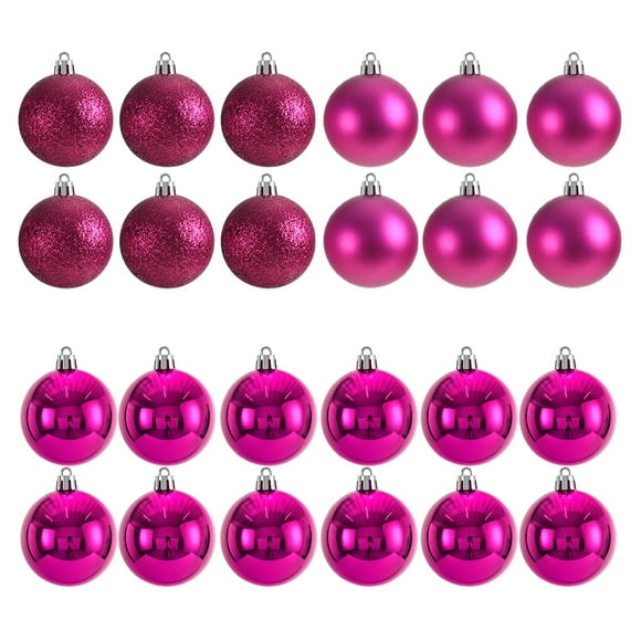 Advancent 24 Uds. Adornos de bolas de Navidad ABS decoración eficaz aplicación amplia duradera y confiable Kits de decoración para fiestas Rosa roja