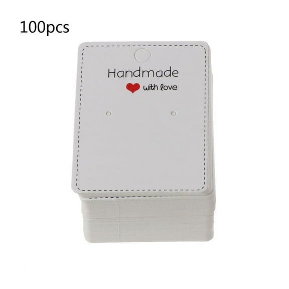 WE-POLUJ 100Pcs Handmade Kraft Paper Blank Tags Display Hanging Cards Package for Ear Studs Earrings Necklaces Jewelry Package
