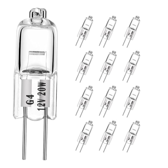 AHEVO G4 Halogen T3 20 Watt 280lm G4 Bi-Pin Bulb AC/DC12 Volt for Under Cabinet Puck Light, Chandeliers, Track Lighting, 20W 12V Warm White 2700K (12 Pack)