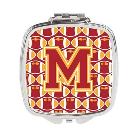 Carolines Treasures Letter M Football Cardinal & Gold Compact Mirror