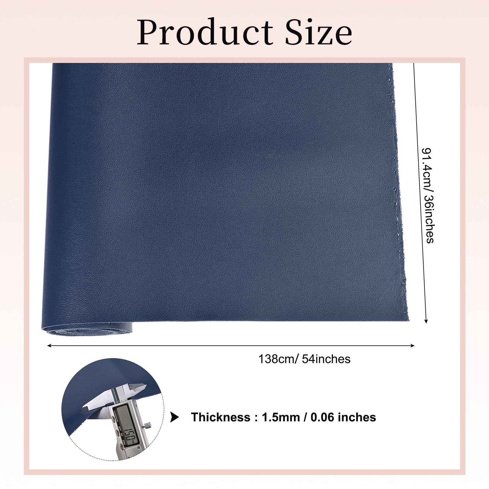 Uxcell Marine Vinyl Fabric, 54 Inch 1 Yard Upholstery Faux Leather Soft Waterproof Sheets Fabric for Crafts DIY Sewings Sofa Wallets Handbag Car, Blue