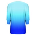 thumbnail image 6 of EchfiProm Sky Blue T-Shirts for Women 3/4 Sleeve Tops Crew Neck Relaxed Fit Fall Pullover Gradient Womens, 6 of 7