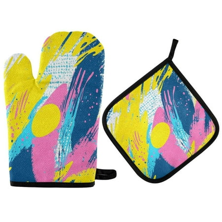 

2pcs kitchen insulation gloves Oven Mitts and Pot Holders Sets Heat Resistant kitchen insulation pad Colorful Brush