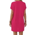thumbnail image 5 of MOSHU Summer Dresses for women V Neck Womens Dresses Short Sleeve Casual Midi Dress with Pockets, 5 of 11