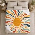 thumbnail image 5 of Golden Sun with Stars and Wavy Stripes, Playful Retro Style for Sun Lovers, Celestial Solar Wave Pattern and Birthday Gift, Soft Flannel Blanket for Bedroom and Living Room, Home Decor, 5 of 9