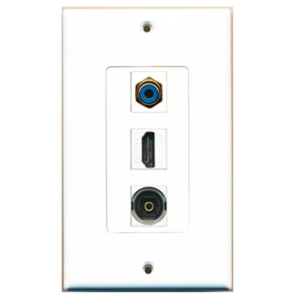 RiteAV - 1 Port HDMI and 1 Port RCA Blue and 1 Port Toslink Decorative Wall Plate