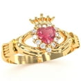 thumbnail image 2 of Claddagh Pink Tourmaline Diamond Ring In Solid 14k Yellow Gold, 2 of 6