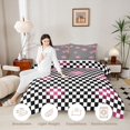 thumbnail image 3 of Manfei Checkered Art Queen Comforter Set,Geometric Plaid Comforter Sets Queen,Black White Pink,Black Reversible,3pcs,1 Comforter and 2 Pillowcases,3pcs,1 Comforter and 2 Pillowcases, 3 of 7
