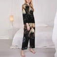 thumbnail image 2 of KLL Urban Bear With Headphones Print Women's Long Sleeve Pajamas with Pants Sleepwear Loungewear 2 Set-XX-Large, 2 of 8
