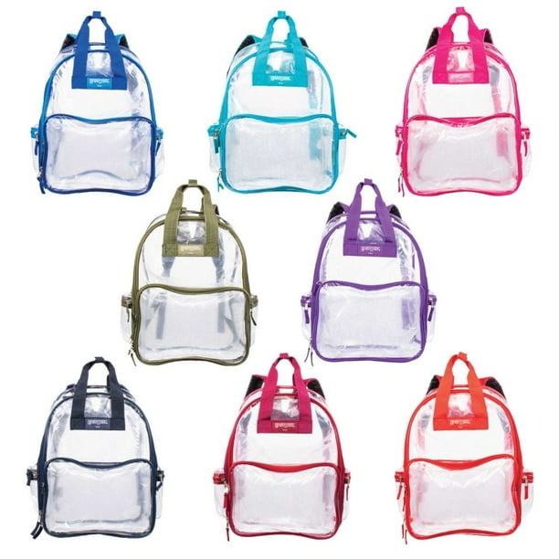 East West 18" Clear Bulk Backpacks with Side Mesh Water Bottle