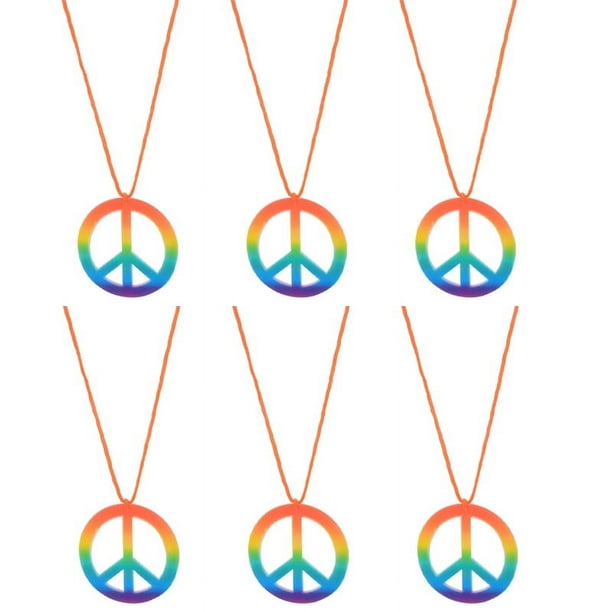 Notas de la orden de compra: 6PCS collar colorido del símbolo de la paz Collar del símbolo de la paz de Halloween gafas pendientes del símbolo de la paz accesorios del traje ANGGREK Otros