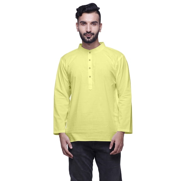 Atasi Mens Kurta Shirt Solid Mandarin Collar Kurta For Boys Short Kurta