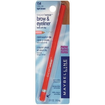 Maybelline New York Expert Wear Brow & Eyeliner, 154 Light Brown, .011 Oz.