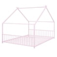 thumbnail image 6 of Gewnee Full Size House Bed with Roof and Fence,Metal Montessori Platform Bed for Toddle and Kids,Pink, 6 of 8
