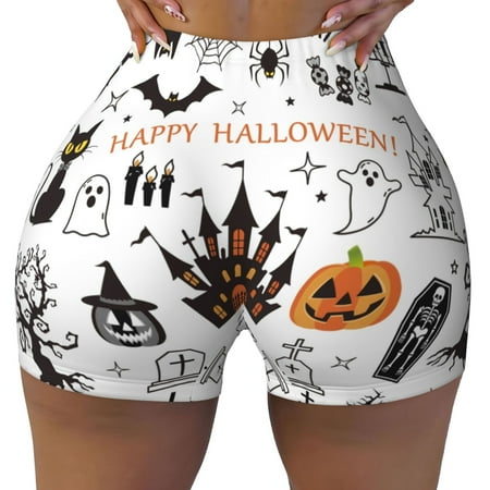 Workout Shorts Women  Halloween Icon Collection Biker Shorts for Women Running Gym Spandex Shorts Tummy Control