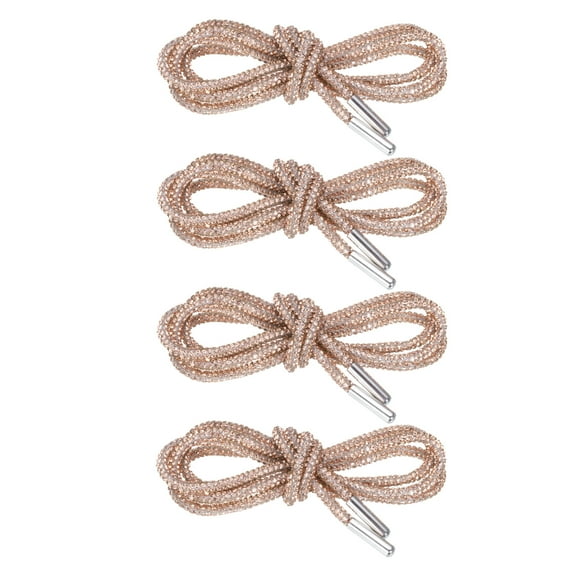 Uxcell 4pcs Rhinestone Shoe Laces 39" Length  Bling Crystal Shoe Laces for Shorts Sneakers, Rose Gold Champagne