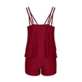 thumbnail image 6 of Womens Modest Red High Waisted Tankini Set – Two Piece Swim Shorts Bathing Suit – Ruched Spaghetti Strap Top – Nylon Spandex – S-XXL,Size XL, 6 of 7