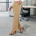 thumbnail image 5 of Women's High Waisted Wide Leg Pants Casual Elastic Back Pants With Buttons And Pleated Front Placket,Soft Stretchy Fabric For All Day Wear,Flowy Silhouette For Work Or | TruHer,Beige 2XL, 5 of 7