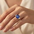 thumbnail image 5 of Pompeii 8.50Ct TW Cushion Blue Sapphire & Diamond 3-Stone Ring 14k White Gold Lab Grown, 5 of 5