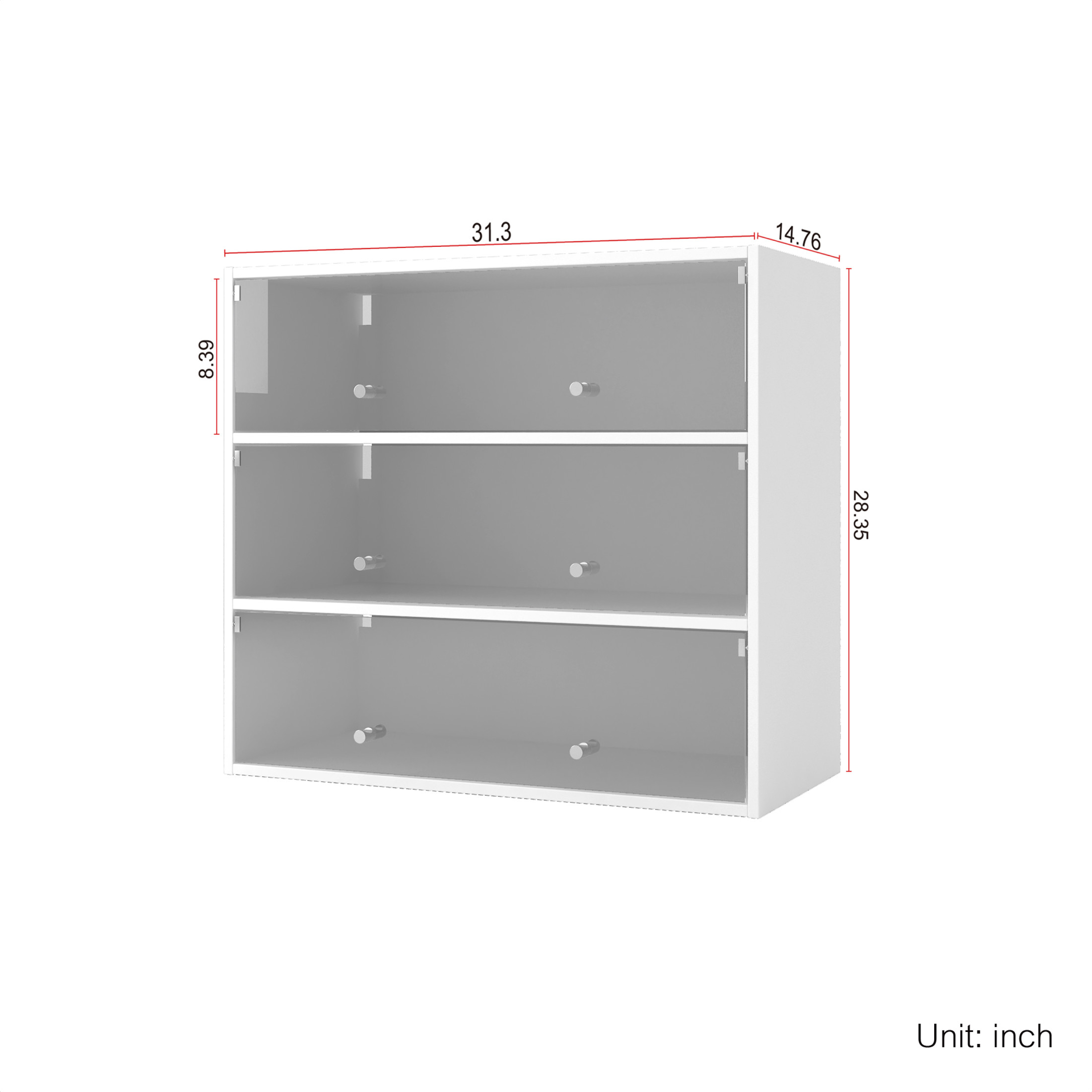 Noble House Kael 31.3" Glass-Door Shoe Storage Cabinet, RGB LED Display, Sliding Doors, Stackable Design, White