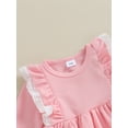 thumbnail image 6 of Biekopu Toddler Girl Sweet A-Line Dress, Ruffled Lace Patchwork Long Sleeve Round Neck Dress for Spring Fall, 6 of 9