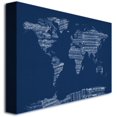 thumbnail image 3 of Trademark Art "Sheet Music World Map in Blue" Canvas Wall Art by Michael Tompsett, 3 of 3