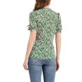 thumbnail image 3 of Allegra K Women's Floral Print Rufle Button Up Puff Short Sleeves Blouse Top, 3 of 6