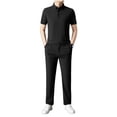 thumbnail image 2 of SOOMLON Business Casual Outfits for Men Big and Tall Short Sleeve Collared Shirts Dressy Pants with Pockets 2 Piece Sets, 2 of 7