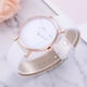 thumbnail image 3 of Reloj femenino informal de moda con correa de cuero de PU Reloj de pulsera de cuarzo comercial (blanco blanco), 3 of 5