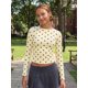 thumbnail image 4 of Blusas de mujer de otoño, manga larga, cuello redondo, estampado de lunares, estilo casual y corte ajustado, ideales para salir., 4 of 6