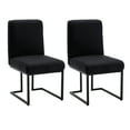 thumbnail image 2 of Linen Fabric Mid Century Modern Dining Chair Set of 2, Upholstered Padded Dining Chairs Armless Accent Chair with Black Metal Frame for Dining Room/Living Room/Kitchen/Office, Black, 2 of 8