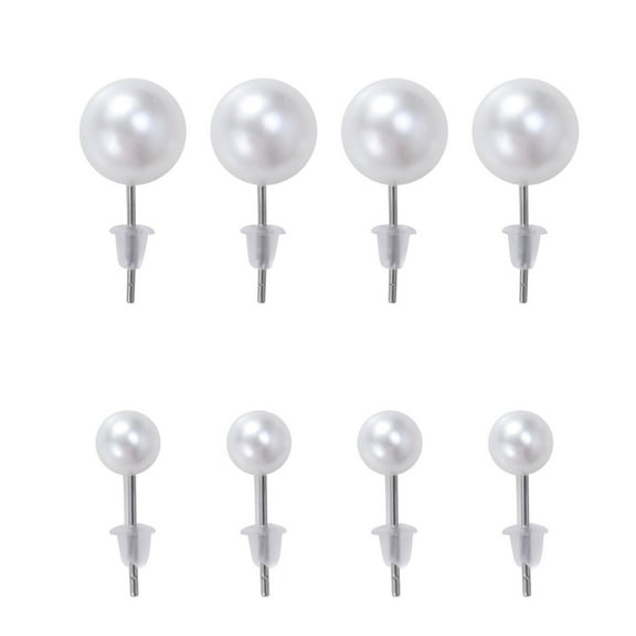 White Pearl Earrings for Women Hypoallergenic Metal Stud Earrings Fashion Jewelry 12 Pairs