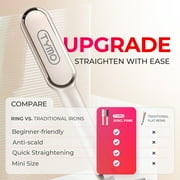 TYMO Ring Hair Straightener Brush, Flat Iron Comb, 5 Temp Settings & 20s Fast Heating, Dual Voltage, Gold