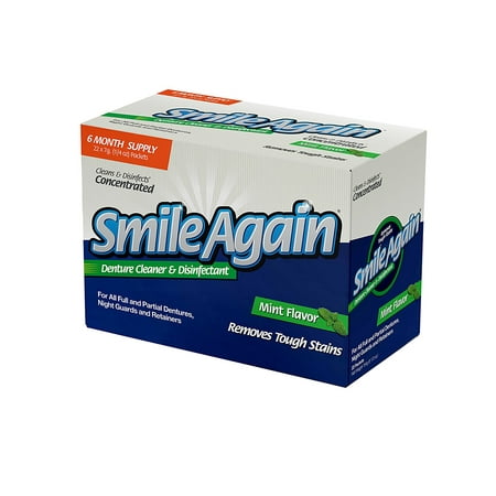 Denture, Mouth Guard, Night Guard, Retainer Cleaner and Disinfectant - Mint Flavor - 6 Month Supply, Cleaner and Disinfectant for Night Guards, Full.., By Smile (Best Way To Clean Retainers)