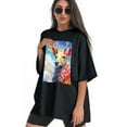 thumbnail image 3 of Plus Size Shirt for Women Black Tops for Women Oversized Short Sleeves Shirt for Women Colorful Deer1 T Shirt Crewneck Shirt for Women 3XL, 3 of 5