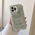 thumbnail image 1 of Ottwn Warm Hairy Plush Case For iPhone 14 13 12 11 Pro Max 14 Plus Pro Max Plus Soft Solid Color Shockproof Half-wrapped Cover, 1 of 7