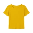 thumbnail image 6 of CPNG Girls Daily Ribbed Knit T Shirt Comfortable Stylish Solid Color Summer Casual Crewneck Short Sleeves T Shirt(Yellow,11-12 Years), 6 of 6