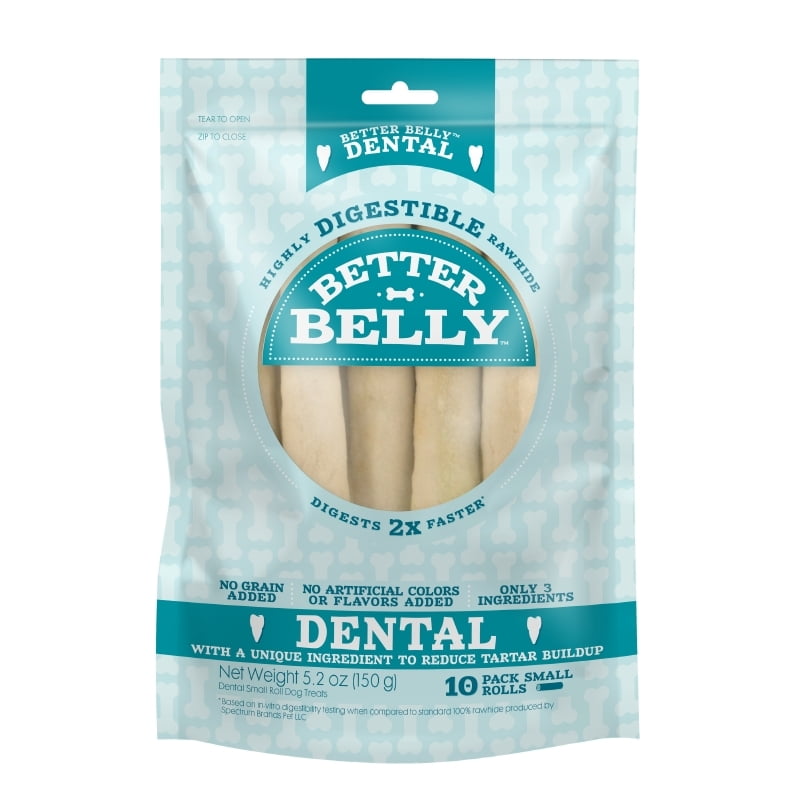 Better Belly Dental Small Rolls 10 Count, Highly Digestible Rawhide