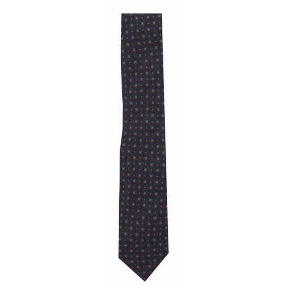Paolo Albizzati Cravate Micro-Fleurie en Laine Bleu Marine / Rouge Acier Bleu Blanc pour Homme - Taille Unique