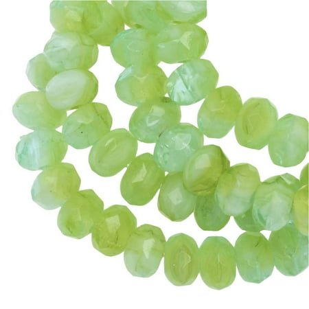 Faceted Tourmaline Gem Czech Glass Beads, Faceted Rondelle 3mm, Peruvian Opal Mix (Green), 1 Strand, by Raven's Journey ()