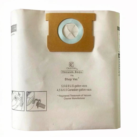CF Clean Fairy 10Pack Replacement for Shop Vac 5-8 Gallon Vacuum Cleaner Paper Bags 90661 9066100
