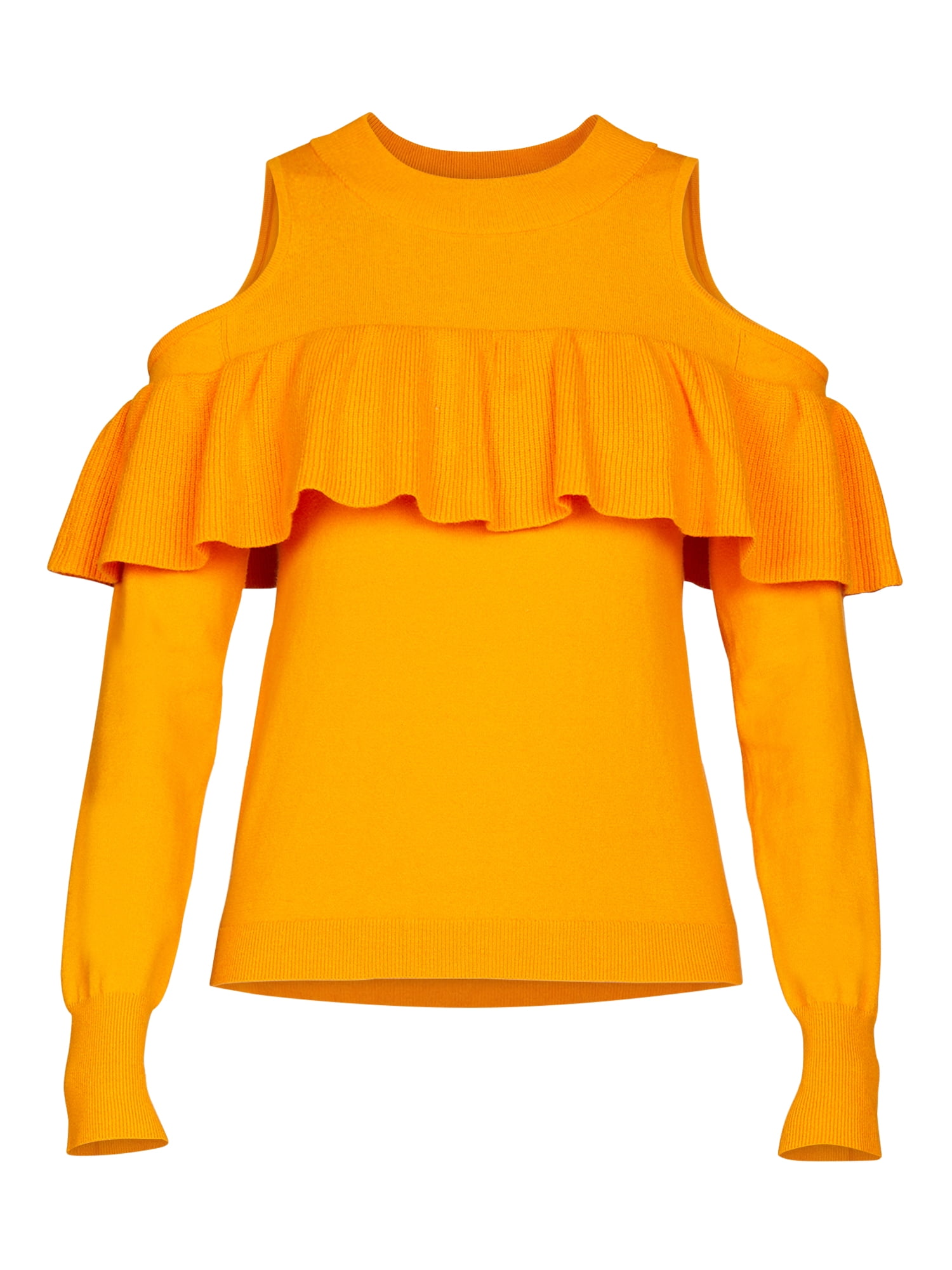 Sofia Jeans by Sofia Vergara Women's Cold Shoulder Ruffled Sweater