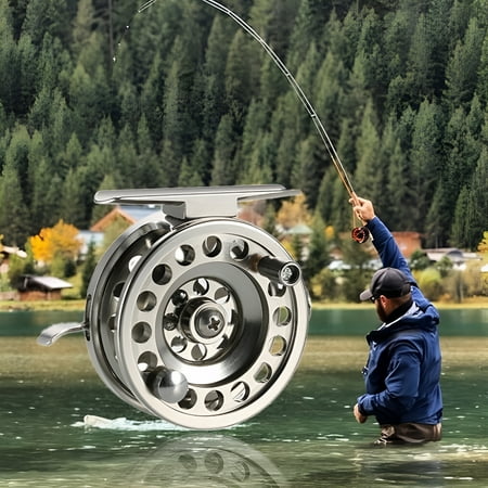 BESTSKY Fishing Reel Aluminum Alloy Smooth Fly Reels Ice Fly Reel Right Handed Aluminum Alloy Fishing Reel