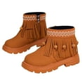 thumbnail image 4 of CAICJ98 Ankle Boots for Girls Tassel Suede Boots Side Zipper Short Booties Winter Snow Boot (Toddler/Little Kid/Big Kid),9, 4 of 9