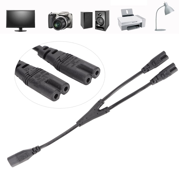 Cable De Alimentación IEC320 C7, 2,5 A/250 V Reforzado 1 En 2 Salida IEC320 C8 A Cables De Alimentación Duales IEC320 C7 0,/0,98 Pies Seguro Impermeable Para Impresoras