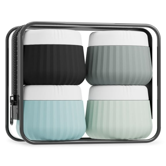 Mrsdry Travel Containers for Toiletries 4 Pack, TSA Approved Travel Size Toiletries, Portable Size Containers, With Clear Bag Leak Proof Silicone Jars, Essentials Creams Jars Carrying Small Items