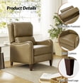 thumbnail image 5 of Genuine Leather Recliner Chair Push Back Upholstered Armchair Wingback Lounge Sofa Wood Leg Home Decor Living Room Bedroom Taupe, 5 of 9